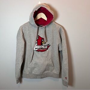 Colosseum Gray Hoodie with Cardinal Graphic University of Louisville
